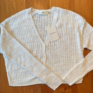 Everlane White Ribbed Knit Cardigan